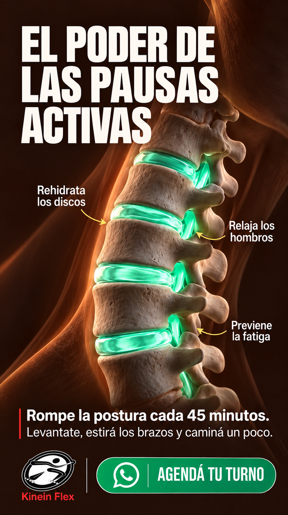 Publicación de Kinein Flex sobre pausas activas durante la jornada
